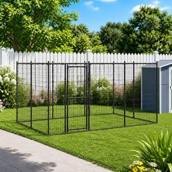 Steel Frame Dog Kennel with Roof Canopy - 7.26 m² Space