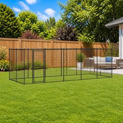 12.1m² Outdoor Dog Kennel - Steel Frame with Canopy