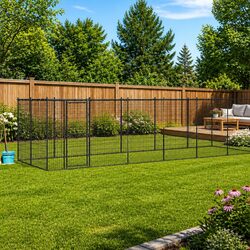 16.94 m² Large Dog Kennel with Steel Frame and Canopy