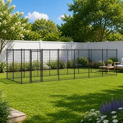 Dog Kennel Outdoor Steel Enclosure with Roof Mesh Run Lockable Door Exercise