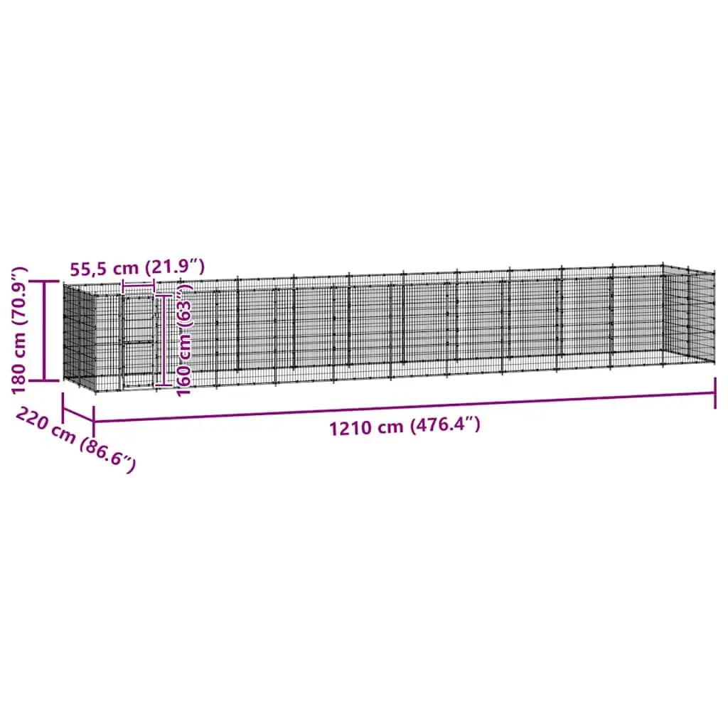 Outdoor Dog Exercise Pen Steel Enclosure Black Mesh Size 26.62 m²
