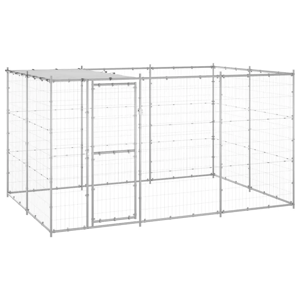 Outdoor Dog Kennel Exercise Run Pen Large Galvanised Steel Mesh Roof Canopy