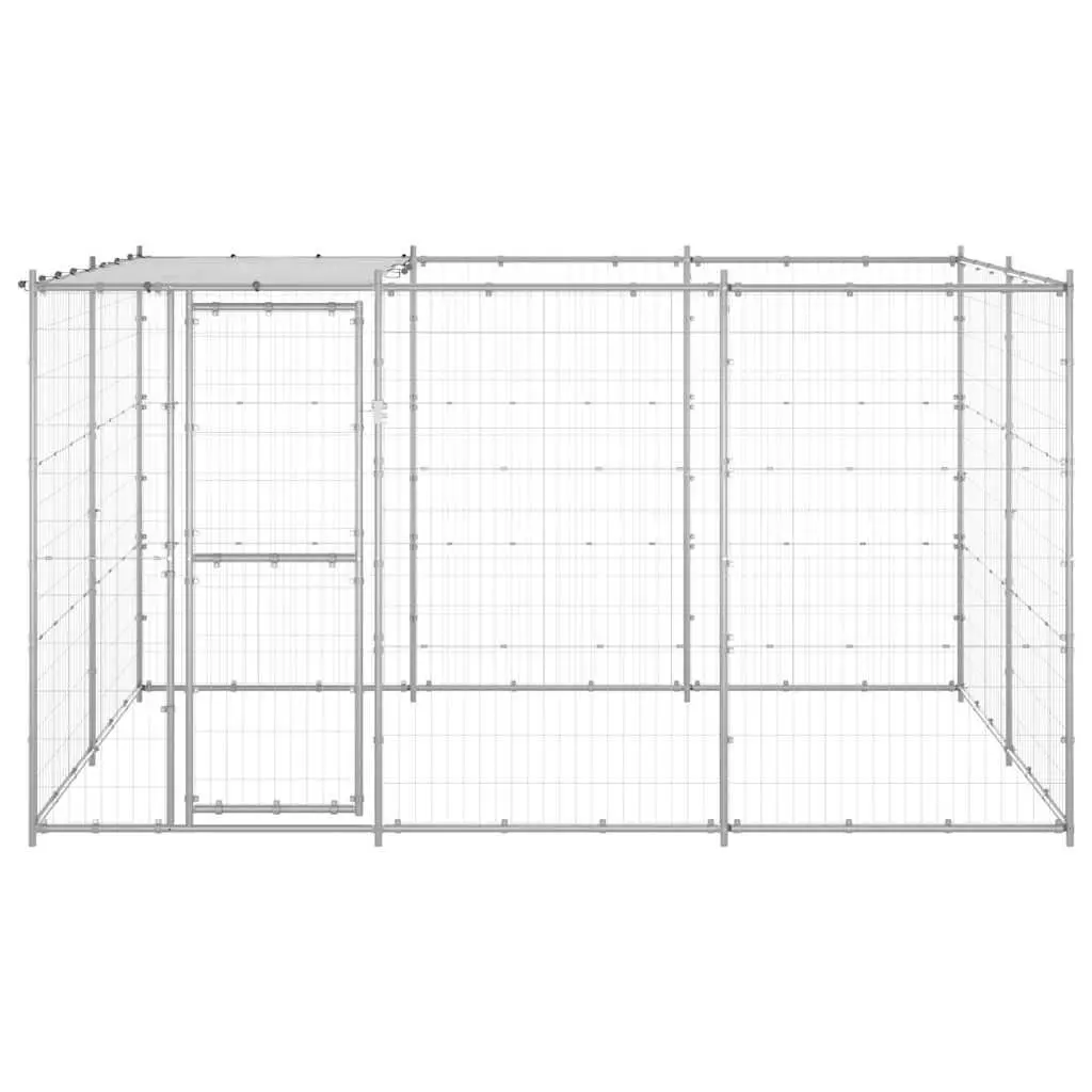 Outdoor Dog Kennel Exercise Run Pen Large Galvanised Steel Mesh Roof Canopy