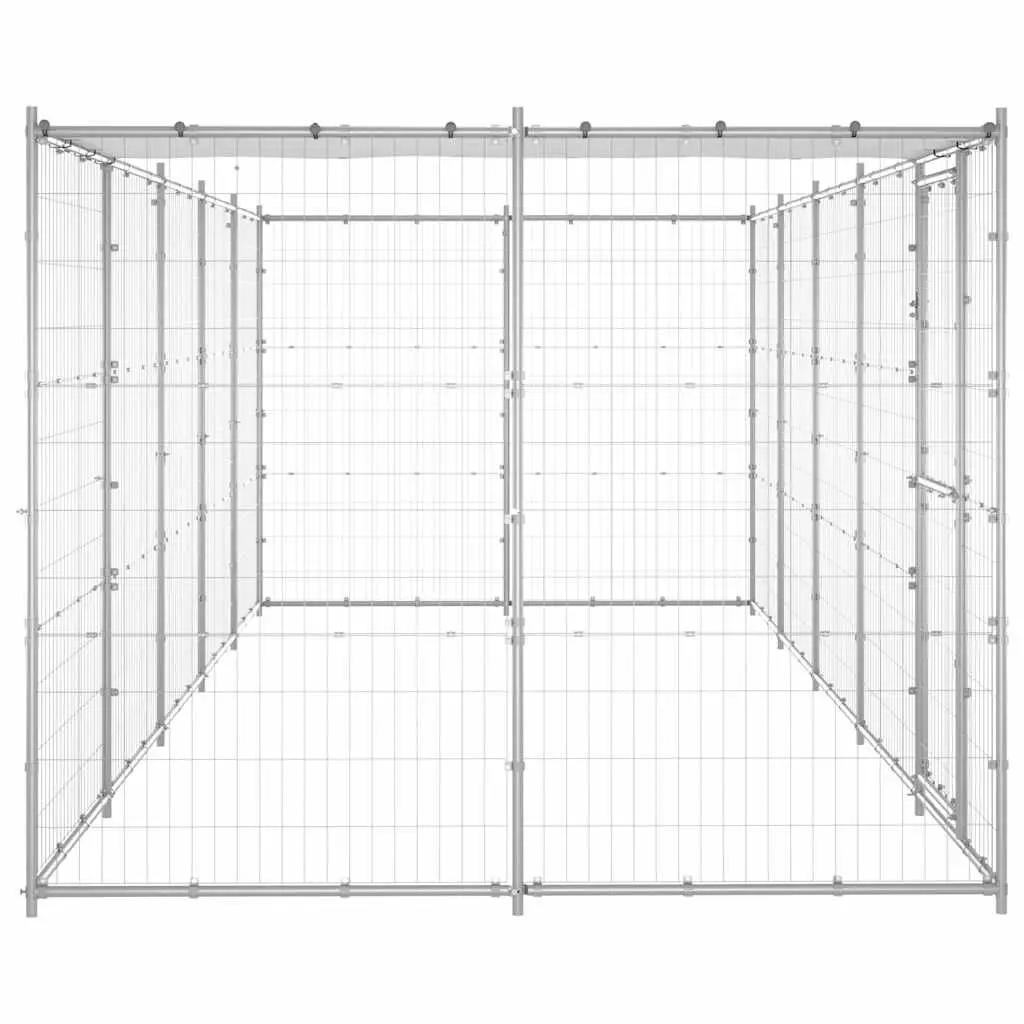 Dog Kennel Outdoor Galvanised Steel Mesh Run Exercise Pen 12.1 m²