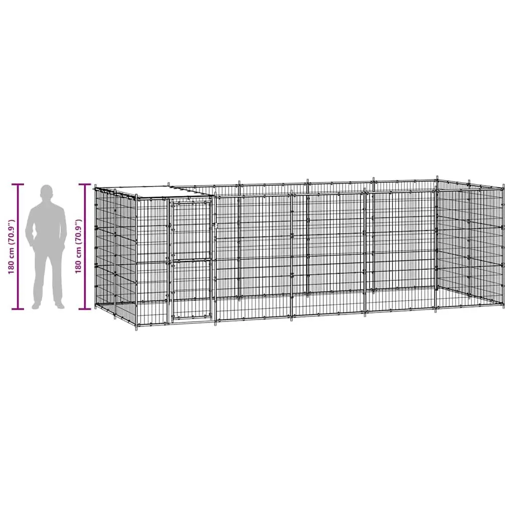 Dog Kennel Outdoor Galvanised Steel Mesh Run Exercise Pen 12.1 m²