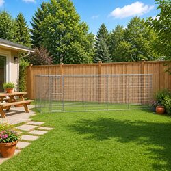 Outdoor Dog Kennel: Galvanised Steel, 16.94 m² Space