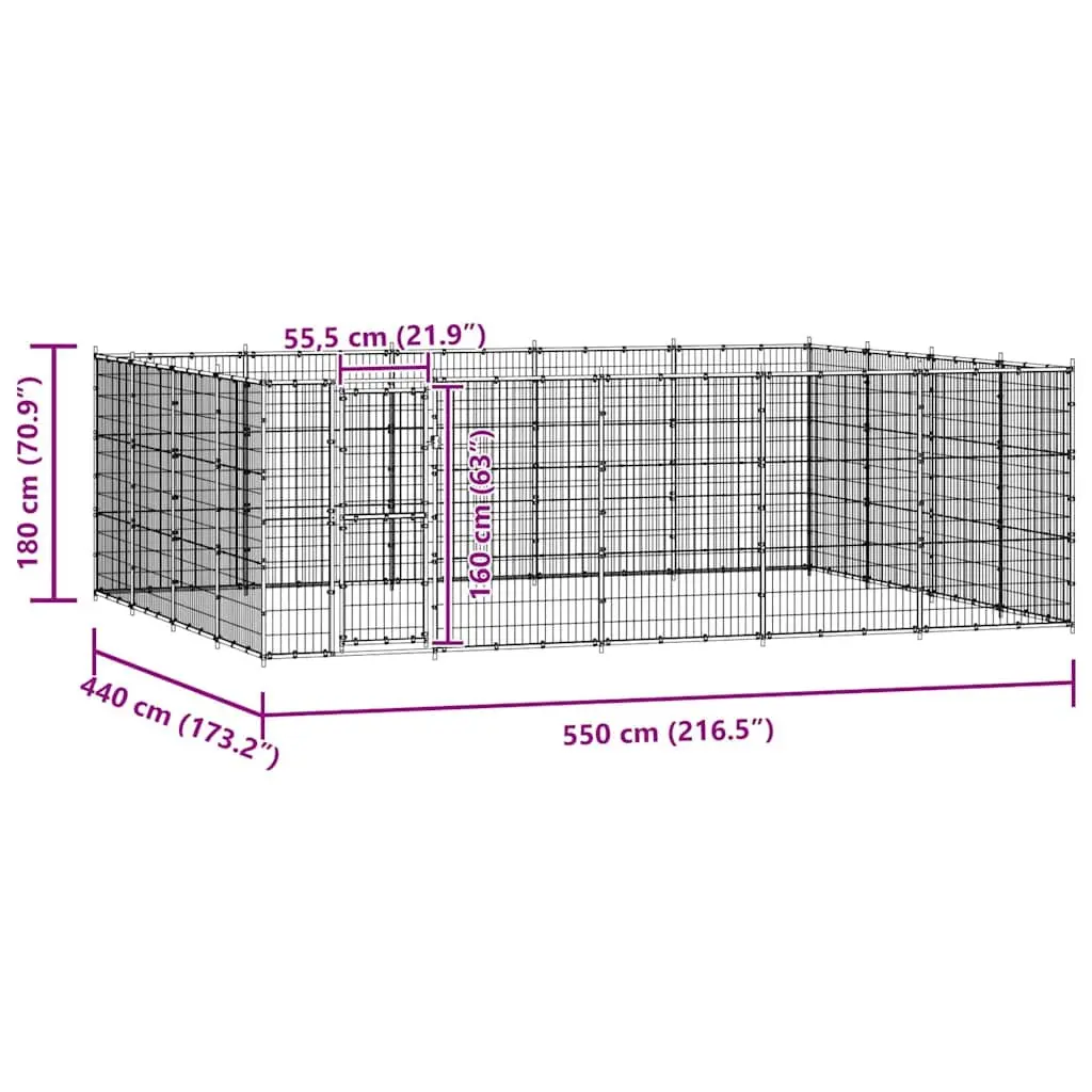 Outdoor Dog Playpen 24.2m² Steel Exercise Enclosure Safe Training Area