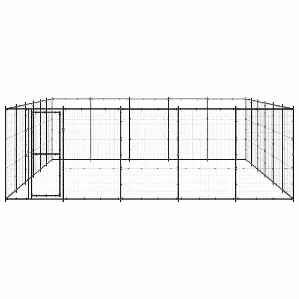 Outdoor Dog Kennel, 36.3 m², Black Steel Mesh