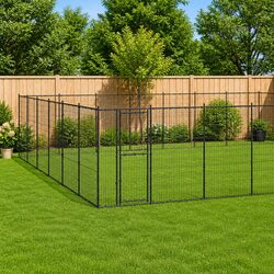 Steel Mesh Dog Kennel with 65.34 m² Exercise Area