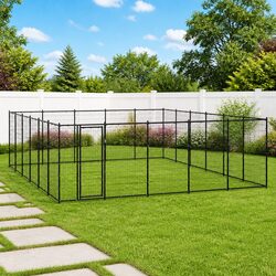 Dog Kennel Outdoor Run Pen Exercise Space Galvanised Steel 36.3m² Silver