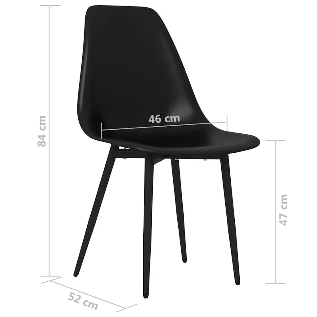 Dining Chairs Set 6 Pieces Black Kitchen Dining Room Ergonomic Curved Backrest