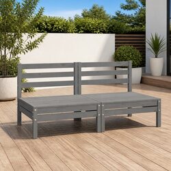 Outdoor Sofa 2-Seater Garden Furniture Lounge Couch Solid Wood Modular Grey
