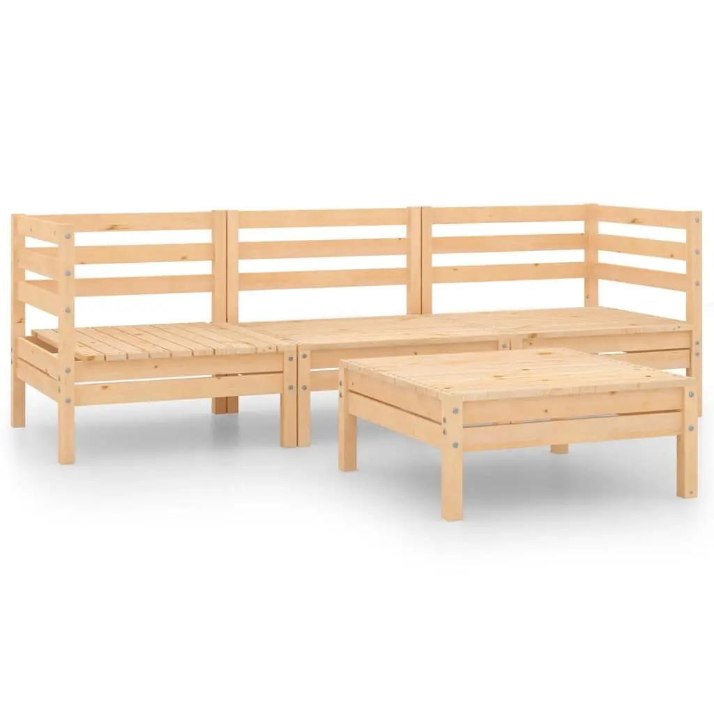4 Piece Garden Lounge Set Outdoor Furniture Modular Solid Pinewood Brown