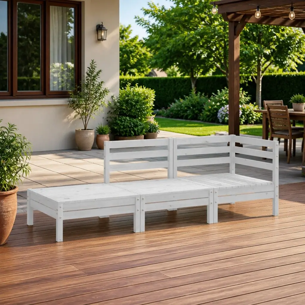 3 Piece Solid Pinewood Lounge Set for Outdoors