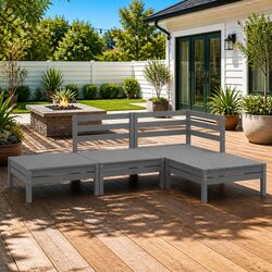 4 Piece Modular Garden Lounge Set in Grey