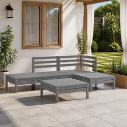 Garden Lounge Set 5 Piece Wooden Patio Furniture Sofa Chair Table Grey Outdoor