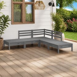 5 Piece Garden Lounge Set Specifications: Grey Pinewood