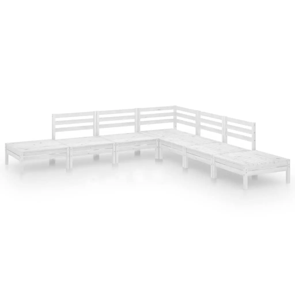 7 Piece Garden Lounge Set Outdoor Furniture White Solid Pinewood Patio