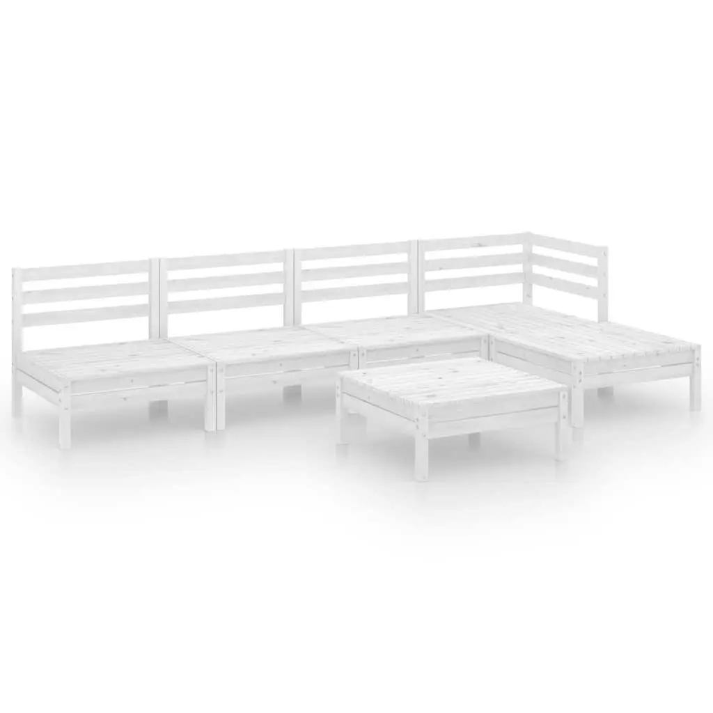 6 Piece Garden Lounge Set Outdoor Patio Furniture White