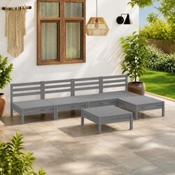 6 Piece Garden Lounge Set Outdoor Patio Furniture Modular Sofa Seating Grey
