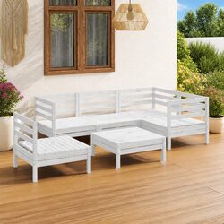 Garden Lounge Set 6 Piece Wooden Outdoor Furniture Patio Sofa White Modular