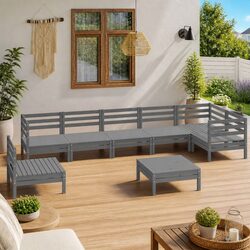 Modular Outdoor Lounge Set - 8 Pieces, Grey Pinewood