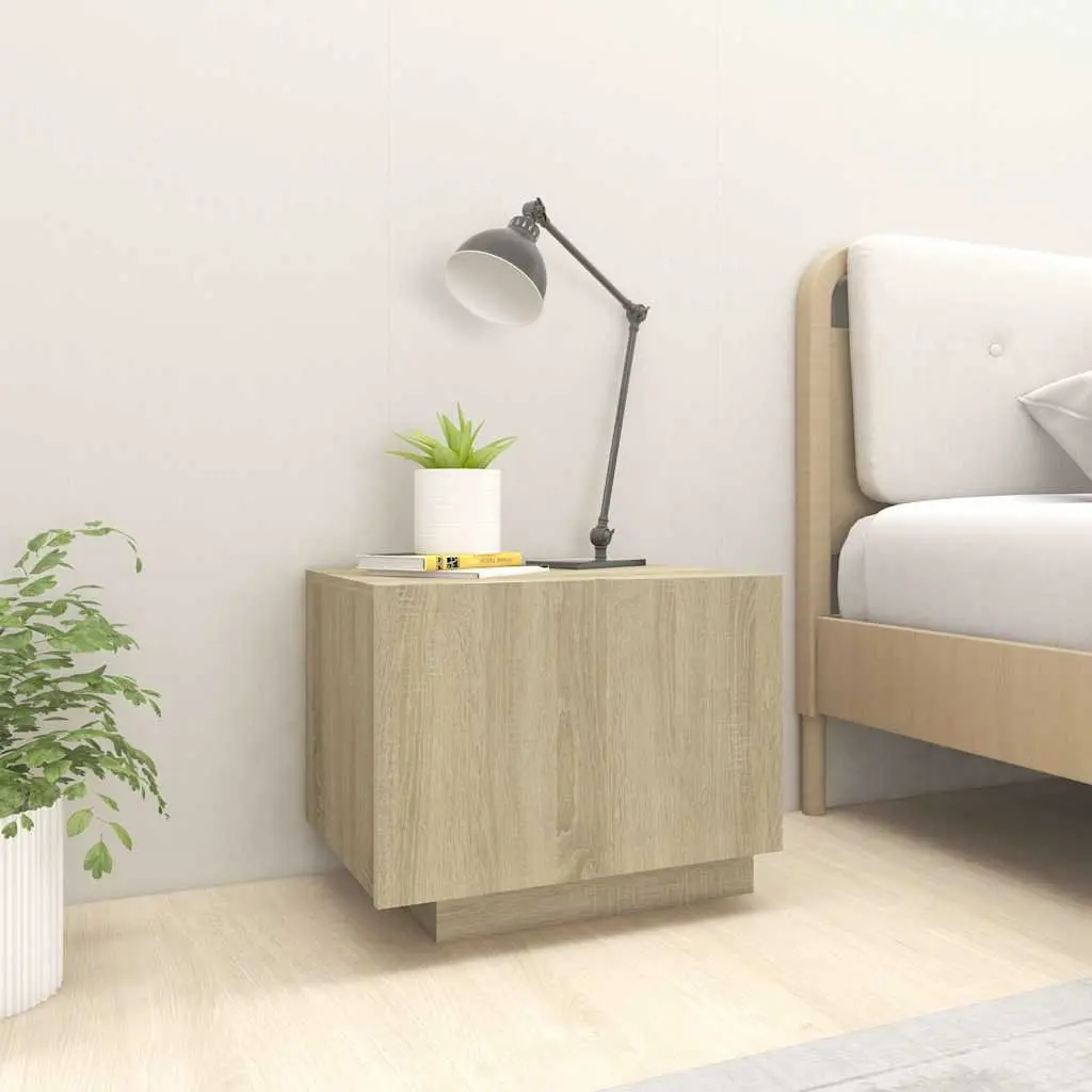 Bedside Table Bedroom Brown Engineered Wood Nightstand Storage Cabinet 100W x 35D x 40H cm