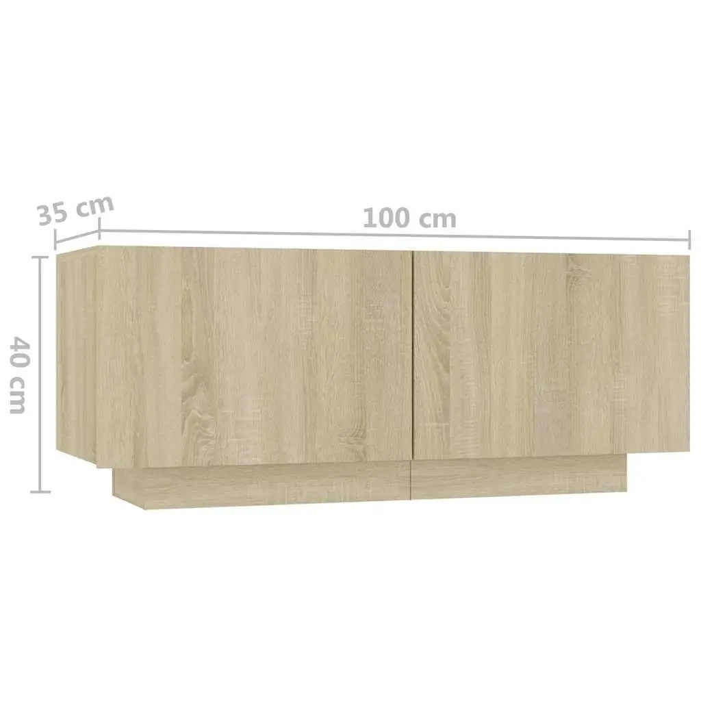 Bedside Table Bedroom Brown Engineered Wood Nightstand Storage Cabinet 100W x 35D x 40H cm