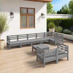 9 Piece Outdoor Lounge Set with Solid Pinewood Construction