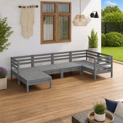 Modular 6-Piece Garden Lounge Set Made from Pinewood