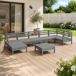 Factual Overview: 8-Piece Grey Modular Lounge Set