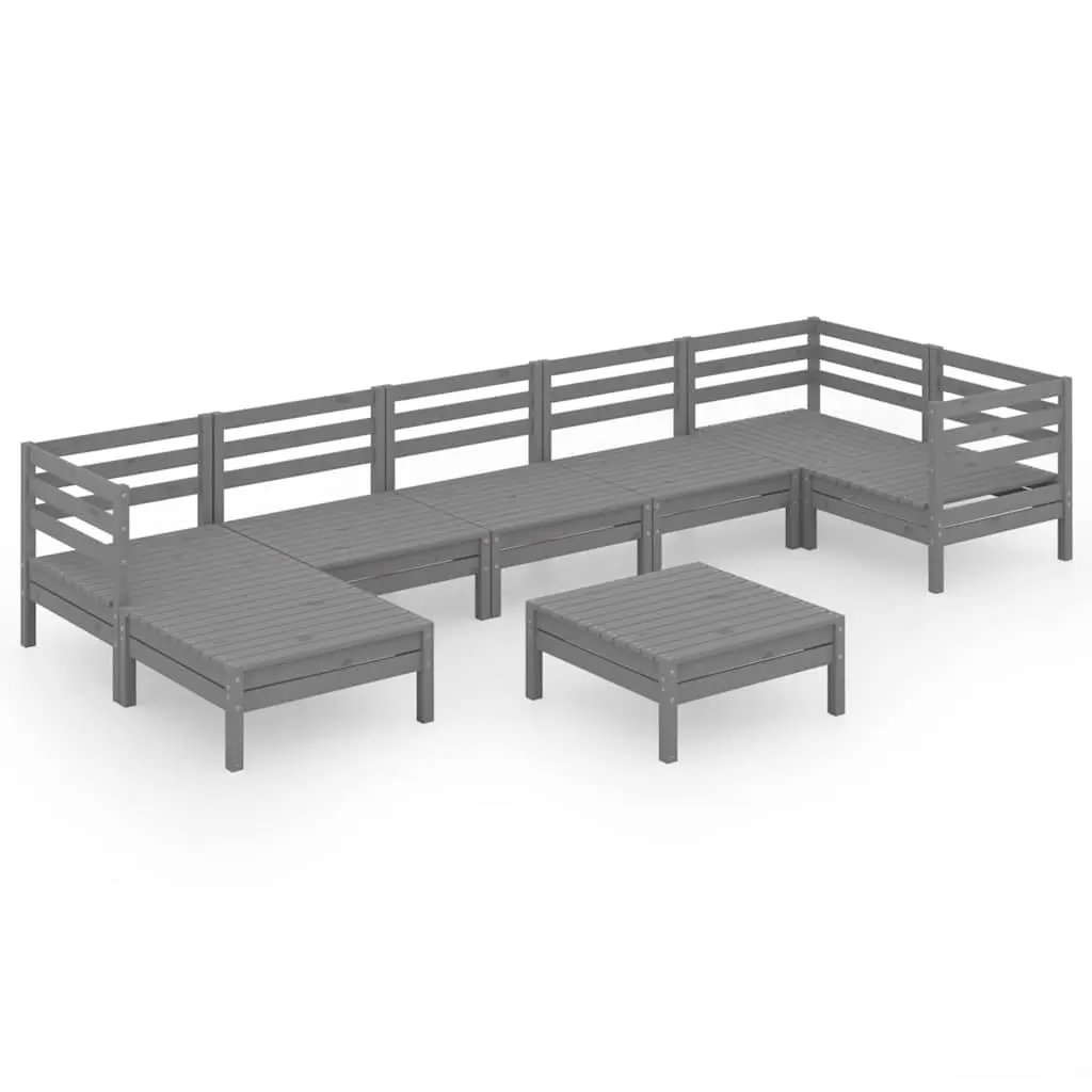 8 Piece Wooden Garden Lounge Set Outdoor Patio Sofa Furniture Grey Modular