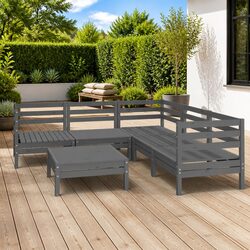 6 Piece Outdoor Furniture Set: Modular Pinewood Sofa
