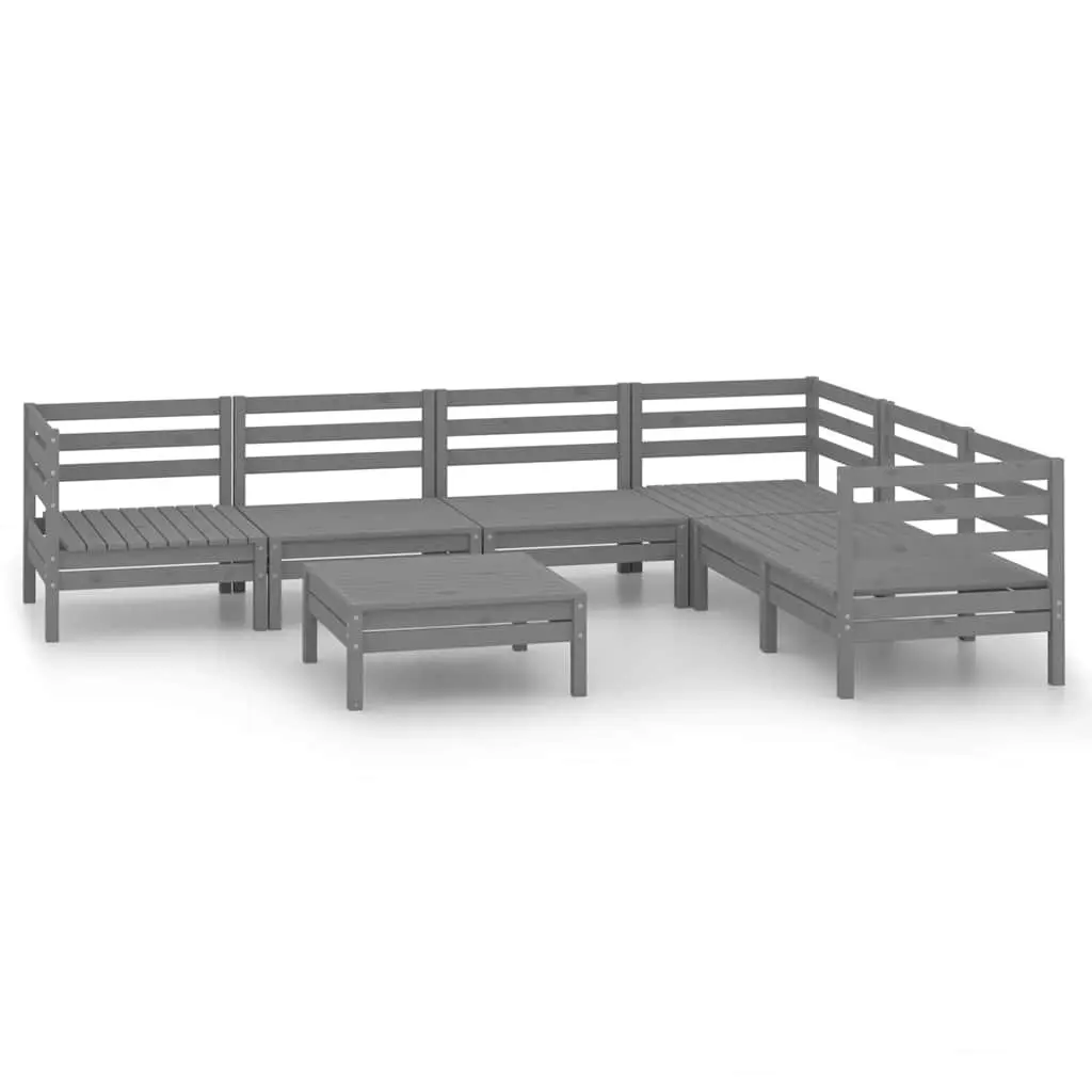 7 Piece Garden Lounge Set Outdoor Patio Furniture Modular Solid Pinewood Grey