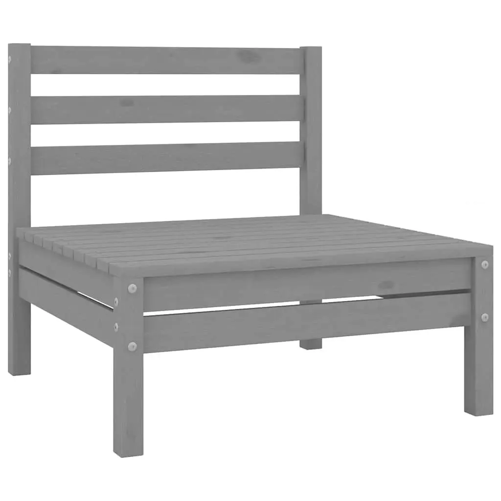 Modular Outdoor Sofa 9 Piece Grey Wooden Garden Lounge Set for Patio and Garden