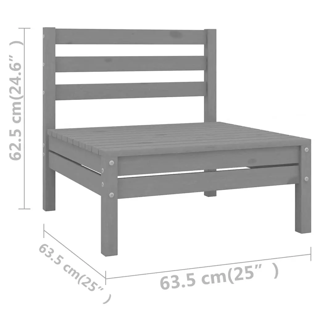 Modular Outdoor Sofa 9 Piece Grey Wooden Garden Lounge Set for Patio and Garden