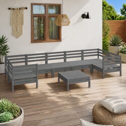 Specifications of 8-Piece Grey Wooden Patio Lounge Set