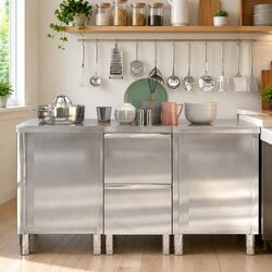 3-Piece Commercial Kitchen Cabinet Set - Stainless Steel