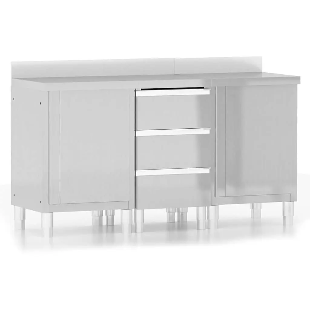 Commercial Kitchen Cabinet Stainless Steel Storage Unit Food Service 3 pcs Set
