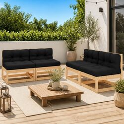 4 Piece Garden Lounge Set with Solid Pinewood Construction