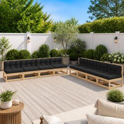 8-Piece Outdoor Lounge Set with Solid Pinewood Construction