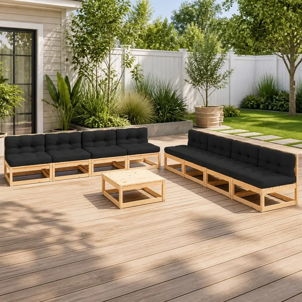 9 Piece Garden Lounge Set for Outdoor Use Solid Pinewood Anthracite
