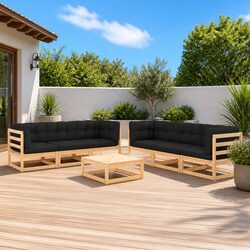 7 Piece Garden Lounge Set with Cushions Outdoor Patio Furniture Pinewood Seating