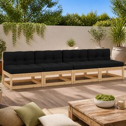 4 Piece Outdoor Lounge Set - Pinewood, Anthracite