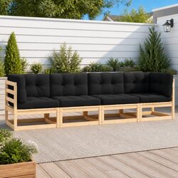 4 Piece Garden Lounge Set: Anthracite Pinewood Sofa