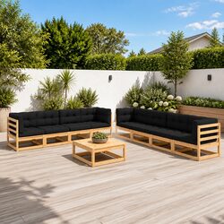 9 Piece Garden Lounge Set Specifications: Pinewood, Cushions