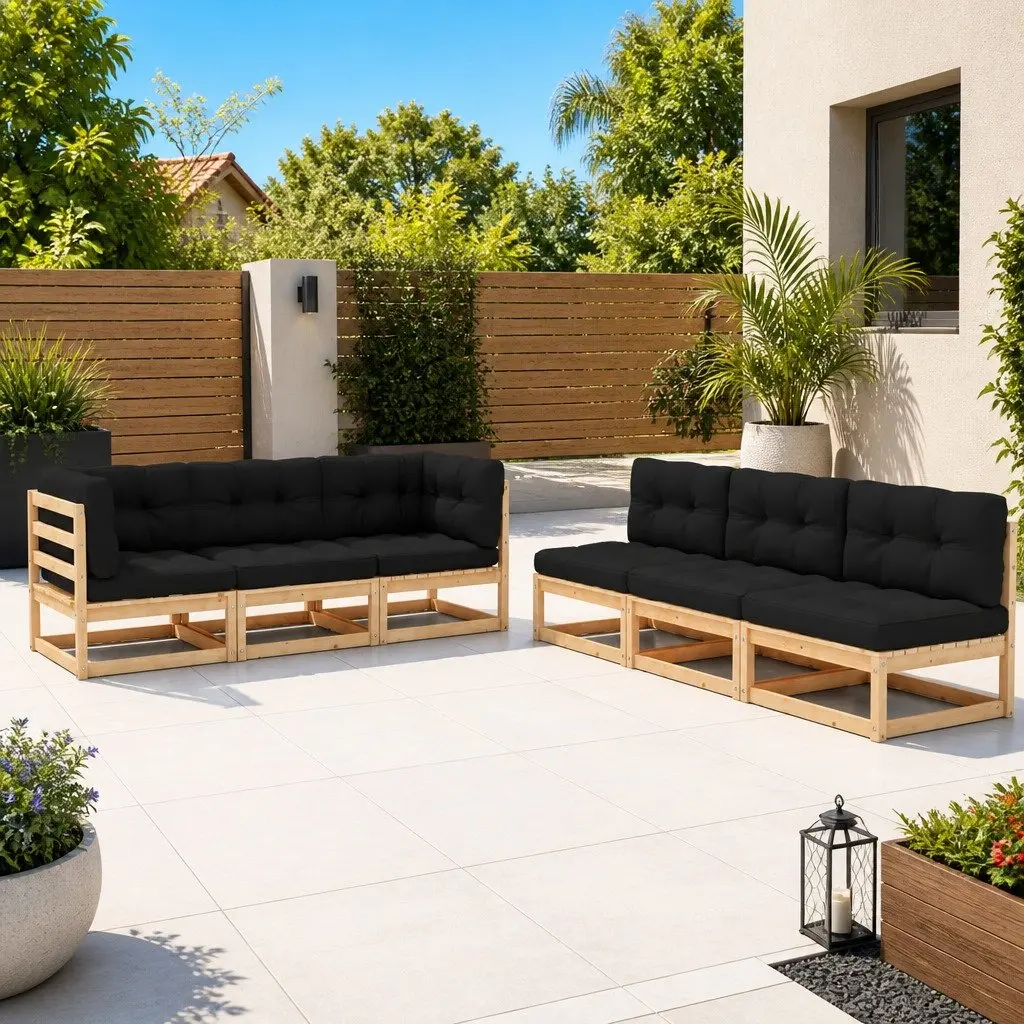 Outdoor Lounge Set Pinewood Anthracite 6 Piece with Cushions
