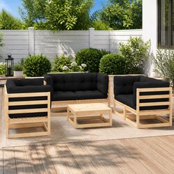 7 Piece Outdoor Garden Lounge Set with Cushions Solid Pinewood Anthracite