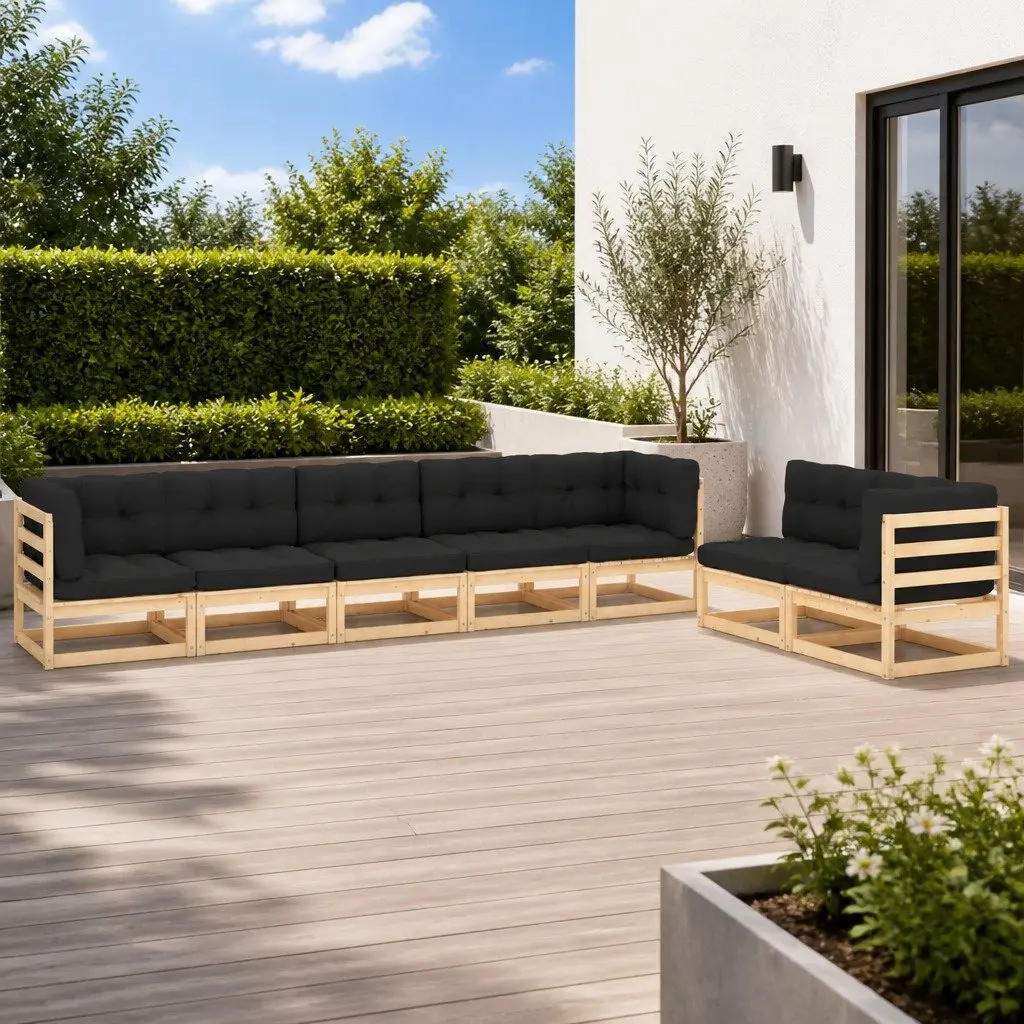 7 Piece Garden Lounge Set with Cushions Outdoor Patio Furniture Sofa