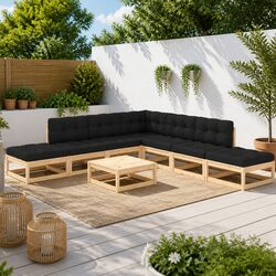 Specifications of 8 Piece Pinewood Garden Lounge Set